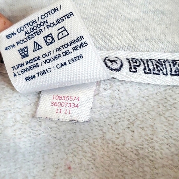 Y2K 2011 Victoria's Secret PINK Logo Quarter Zip Collared Gray Sweatshirt Sz  Sm - Picture 15 of 15